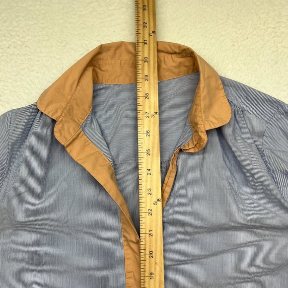 J. Crew | Pinstripe Tunic with Pockets and Tan Accents Long Sleeve Size XS - Picture 10 of 14